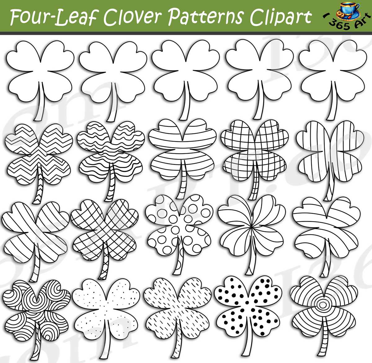 printable small four leaf clover