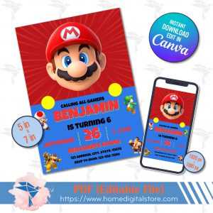 printable super mario invitations template free