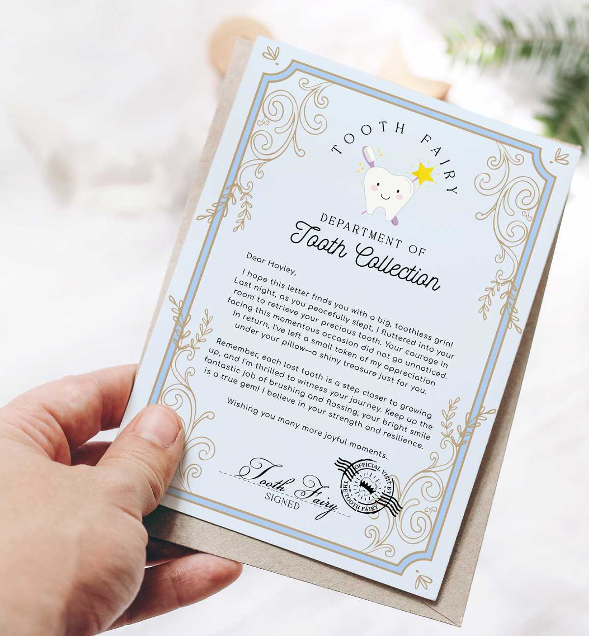 printable tooth fairy letterhead