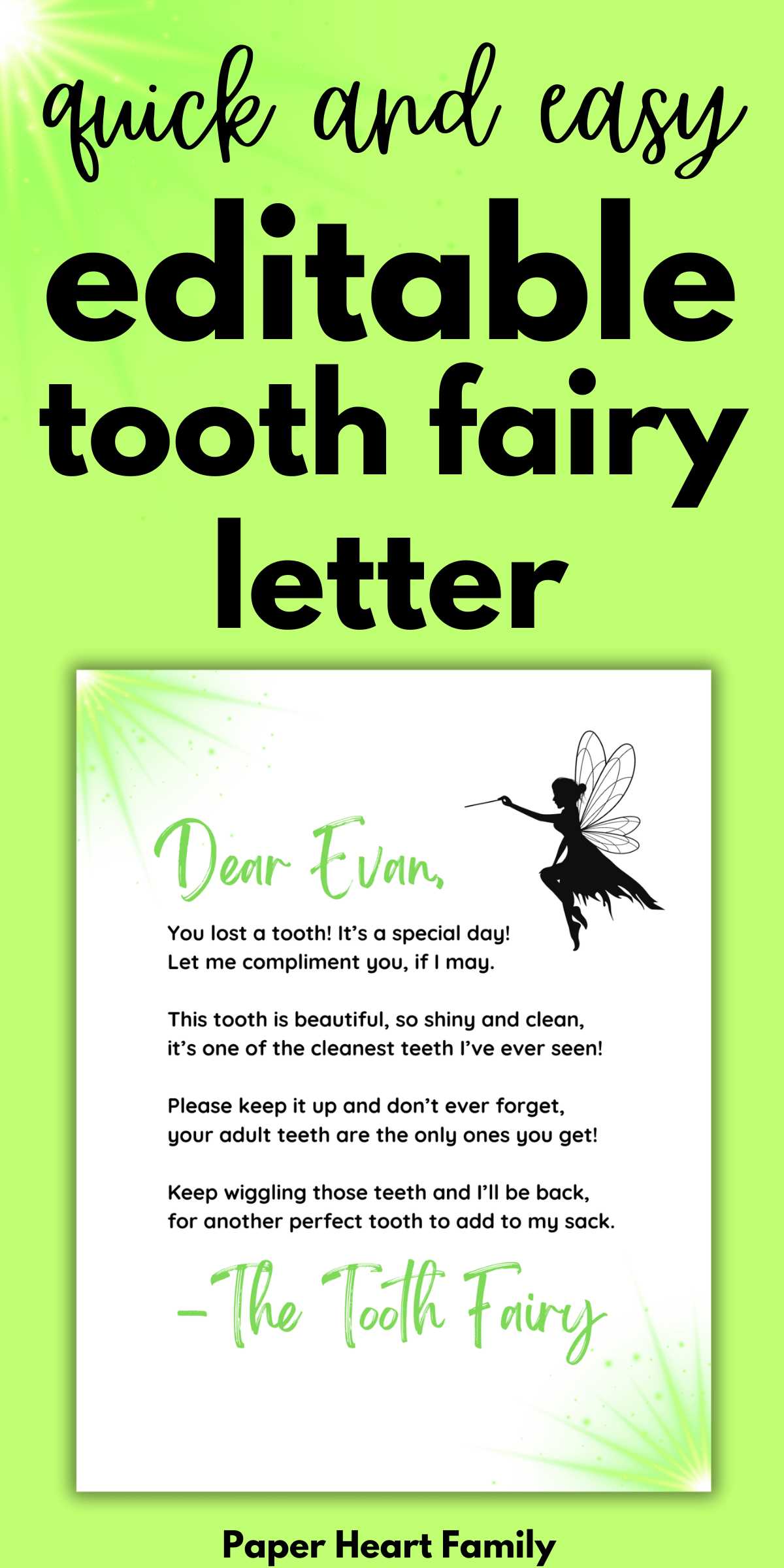 printable tooth fairy notes