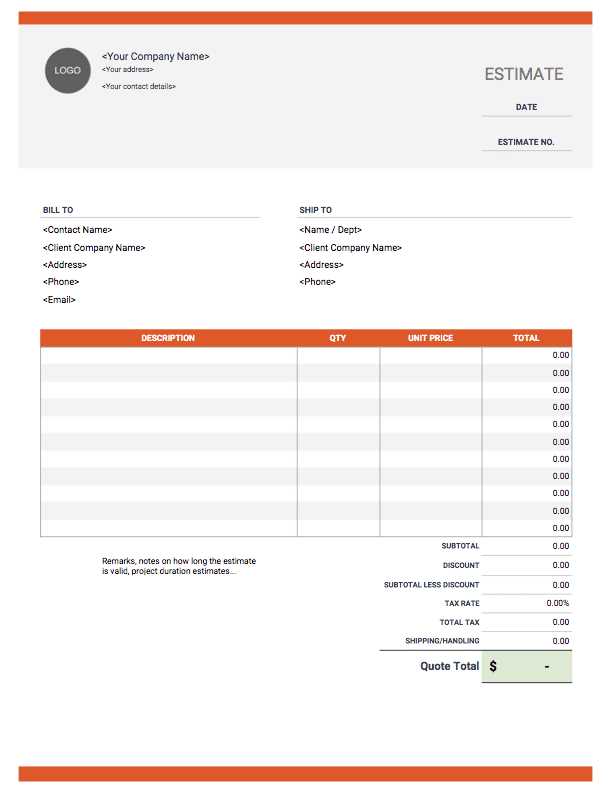 printable tree service estimate template