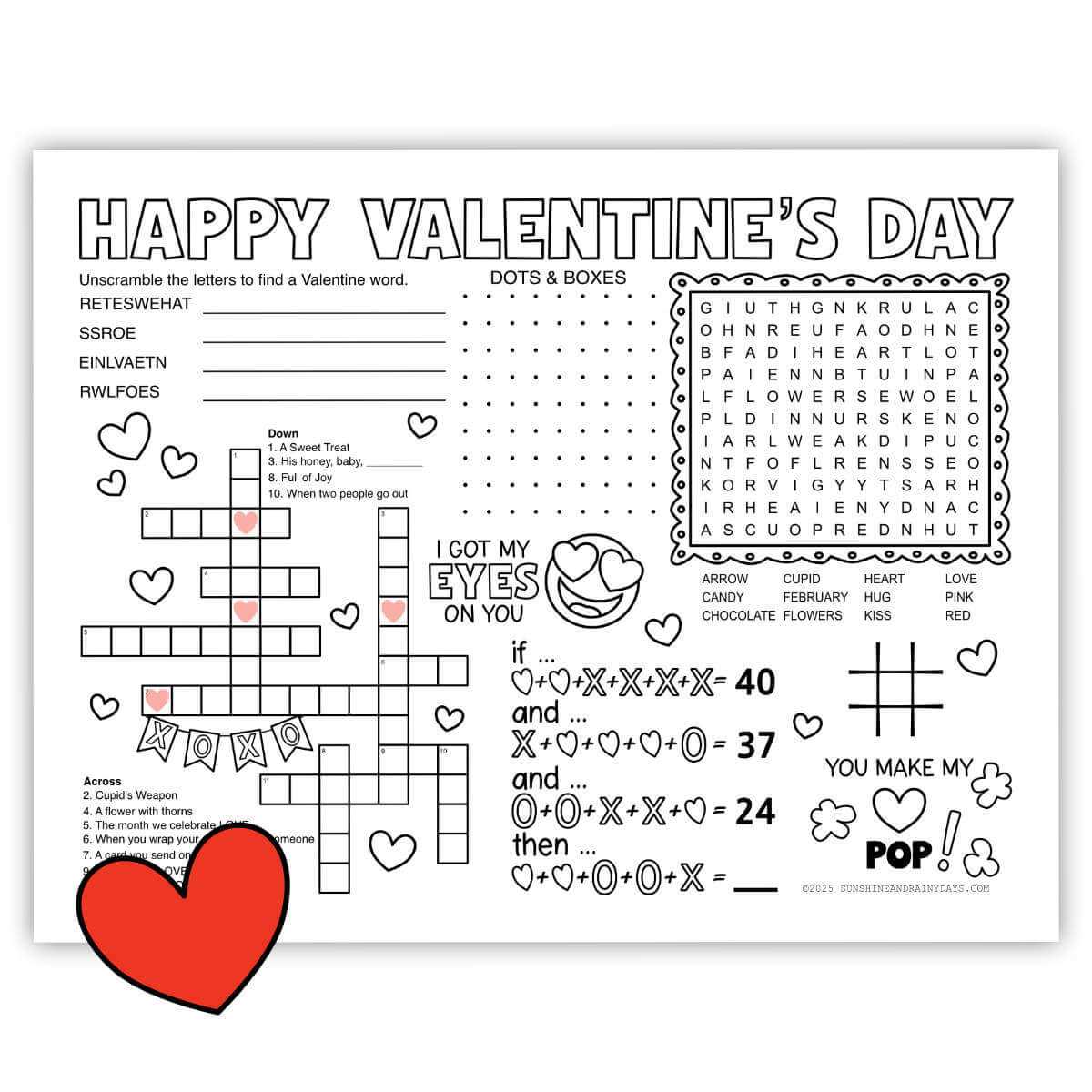 printable valentines day activity sheets