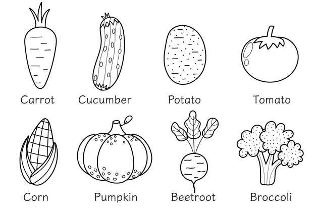 printable vegetables coloring pages