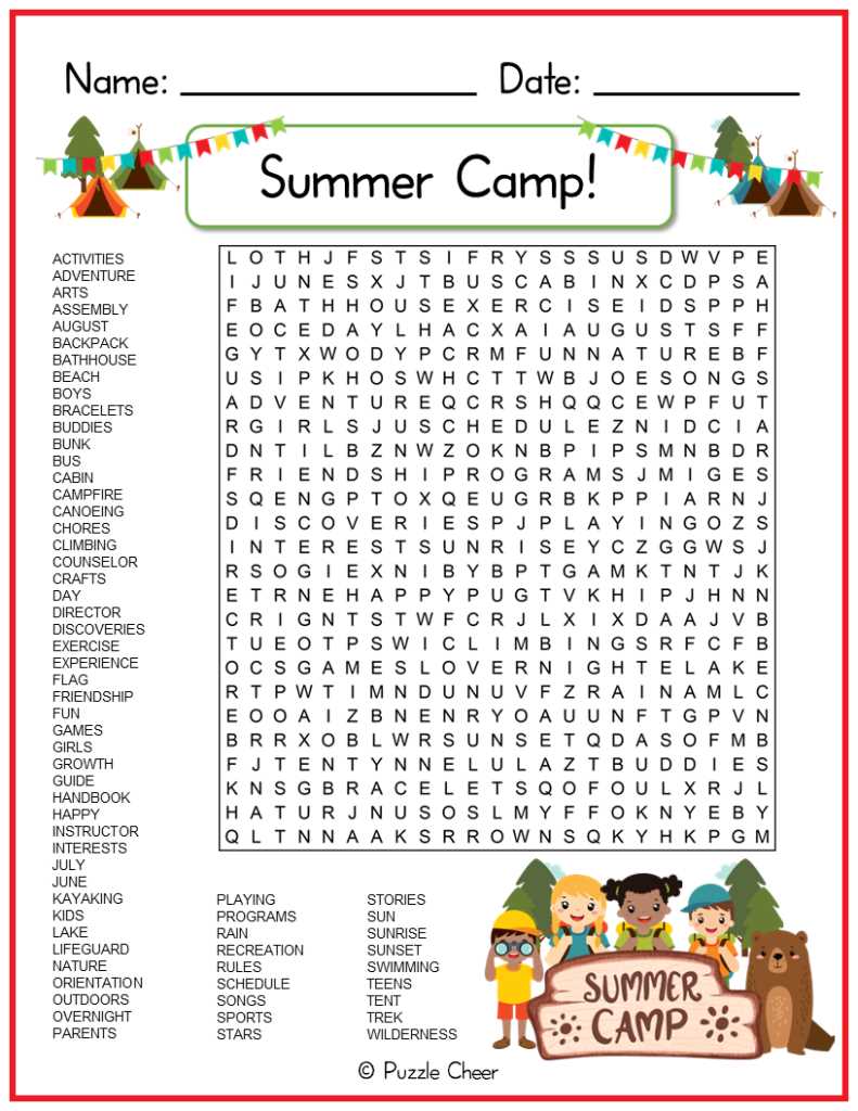 printable word searches summer