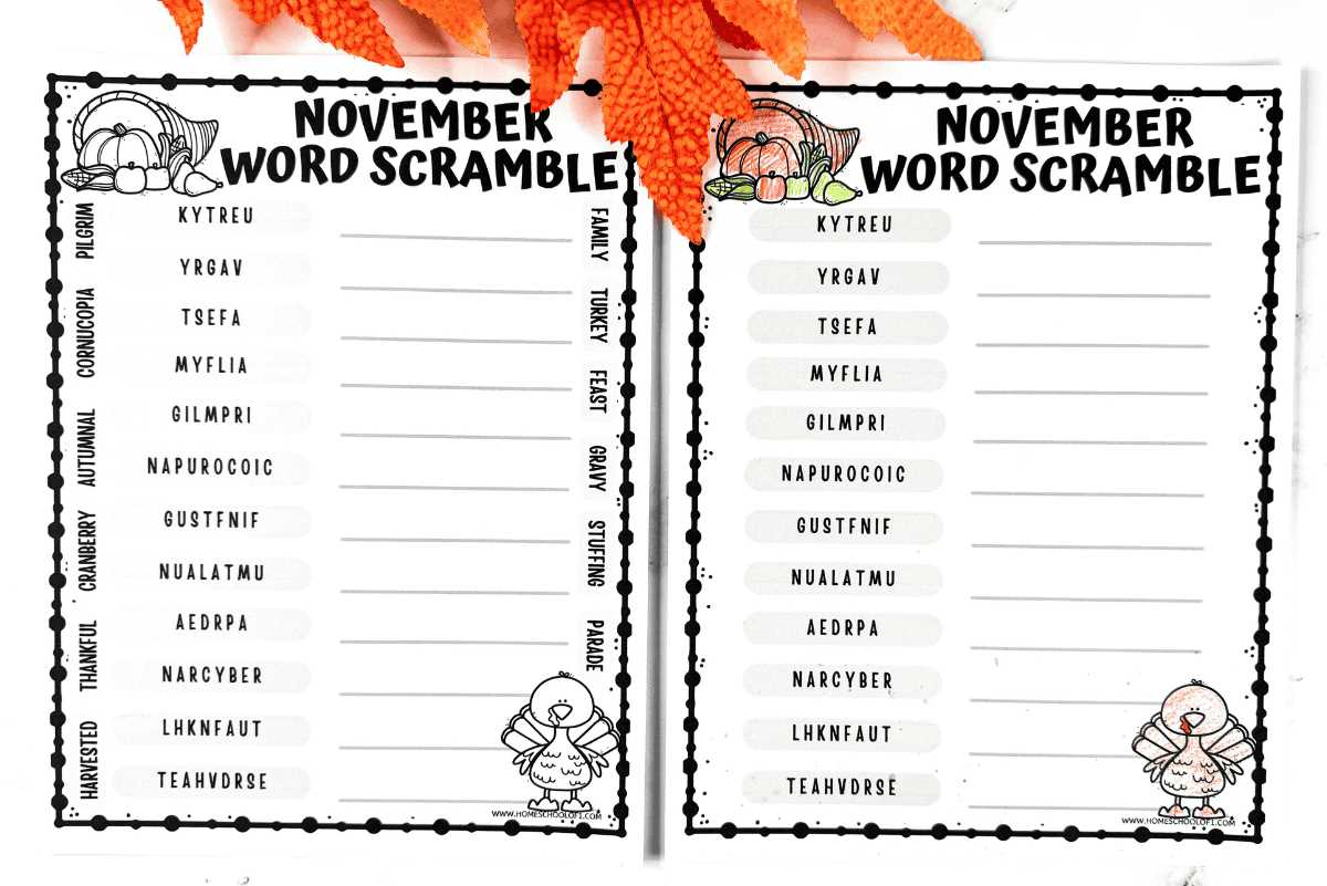 printable word unscramble