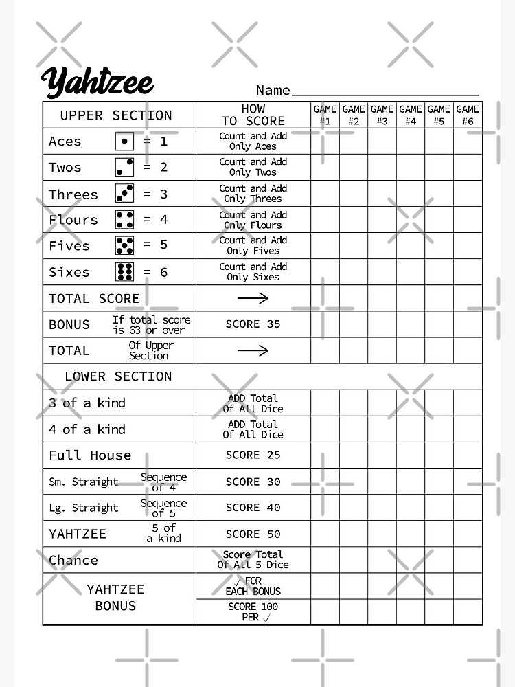 printable yahtzee score cards