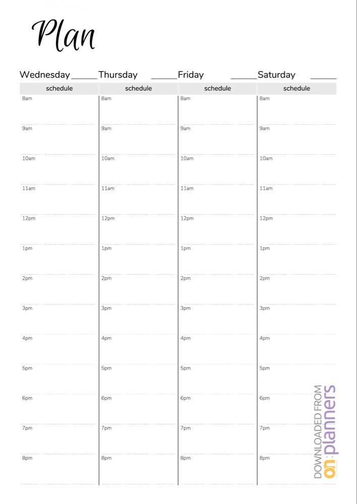 weekly planner hourly printable