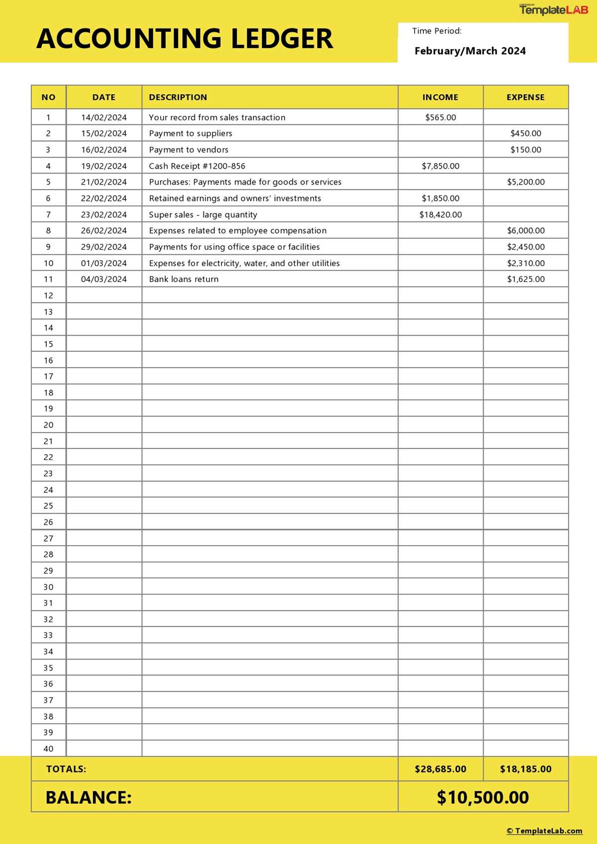 accounting ledger template printable