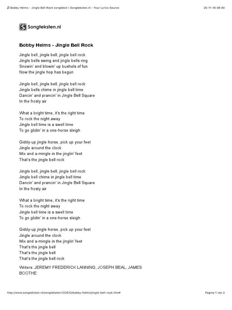 jingle bells rock lyrics printable