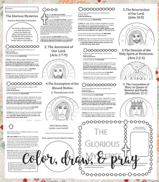 glorious mysteries of the rosary printable