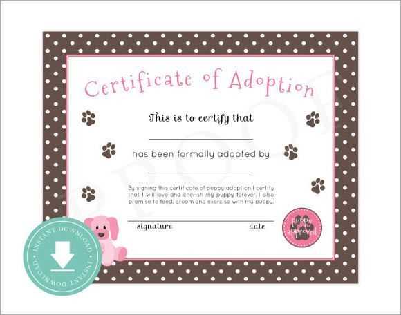 free printable pet adoption certificate