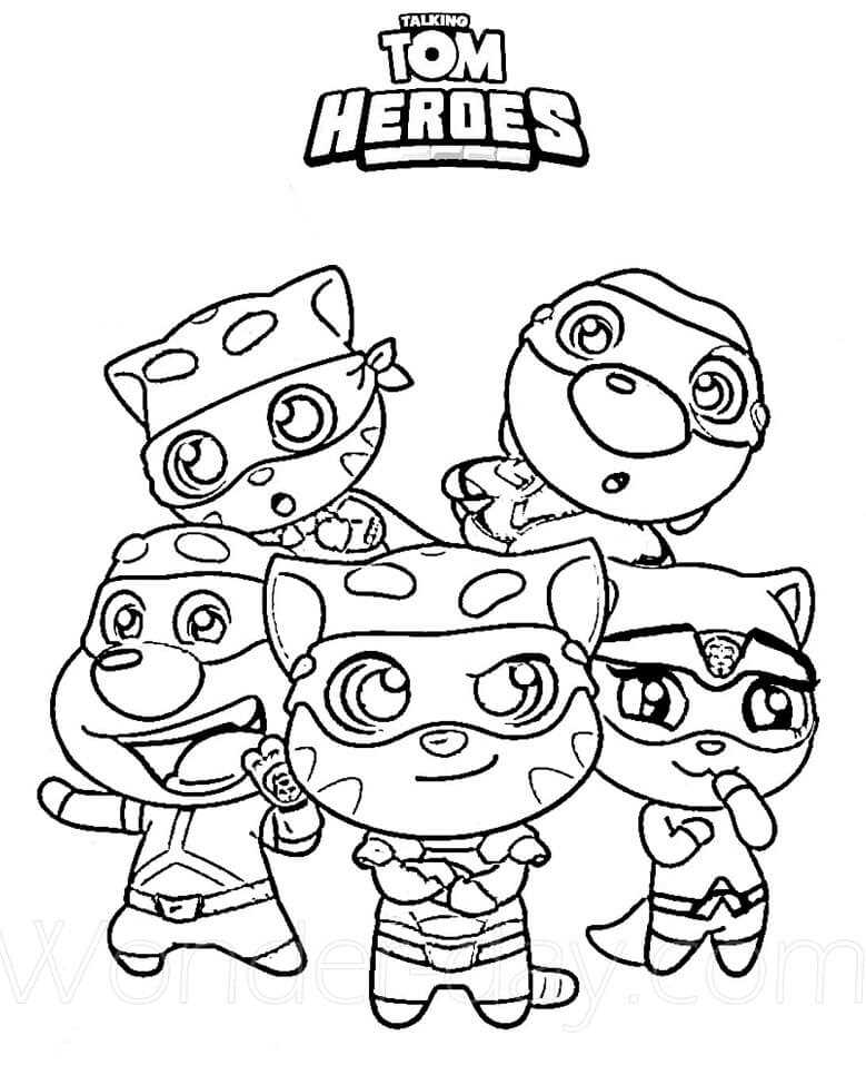 printable talking tom and friends coloring pages