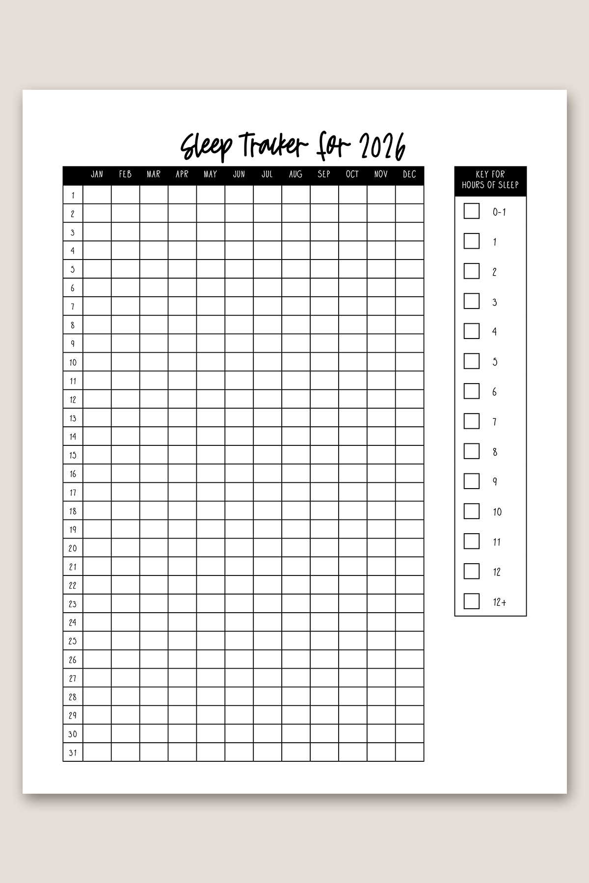 printable sleep tracker
