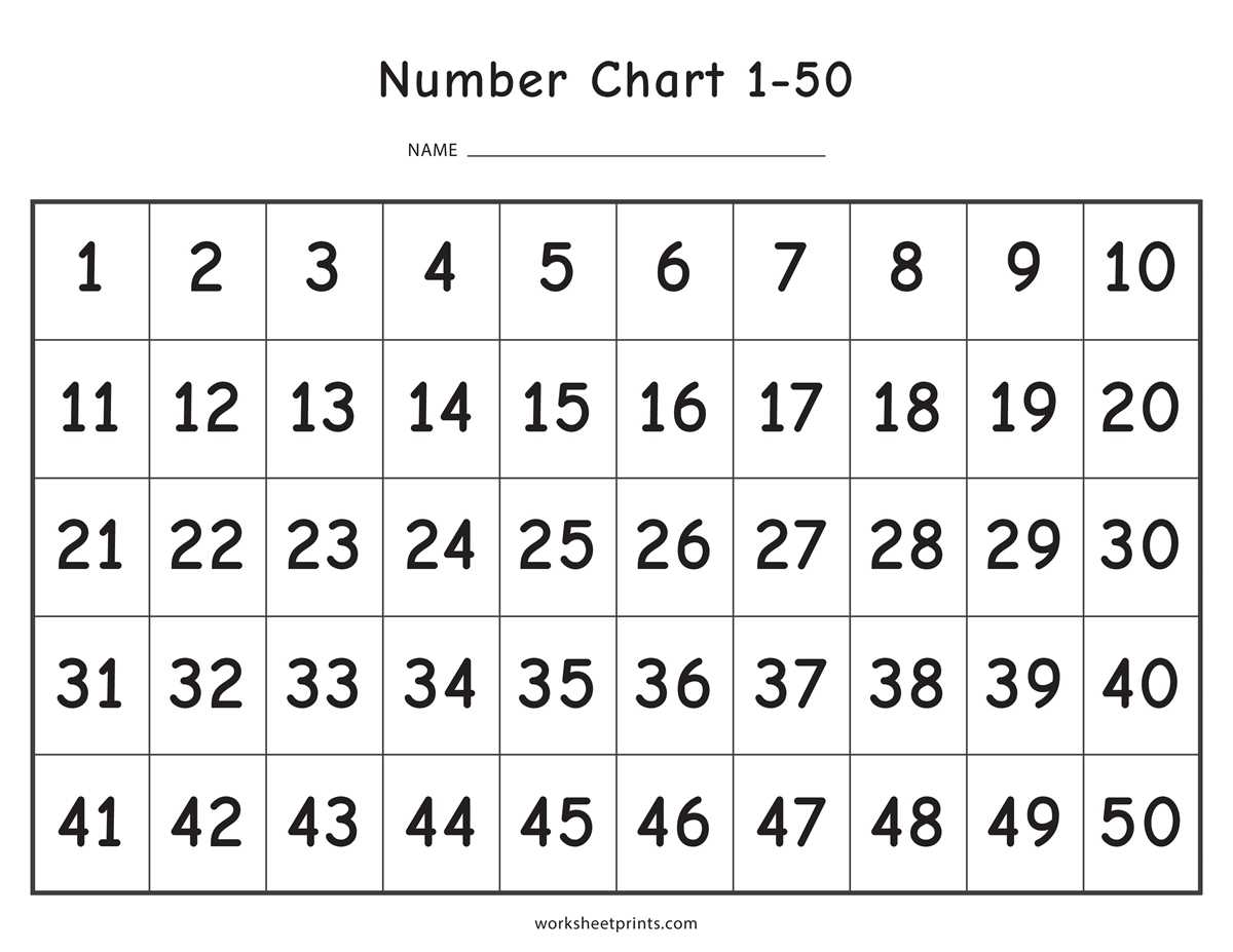 printable numbers 1 to 50