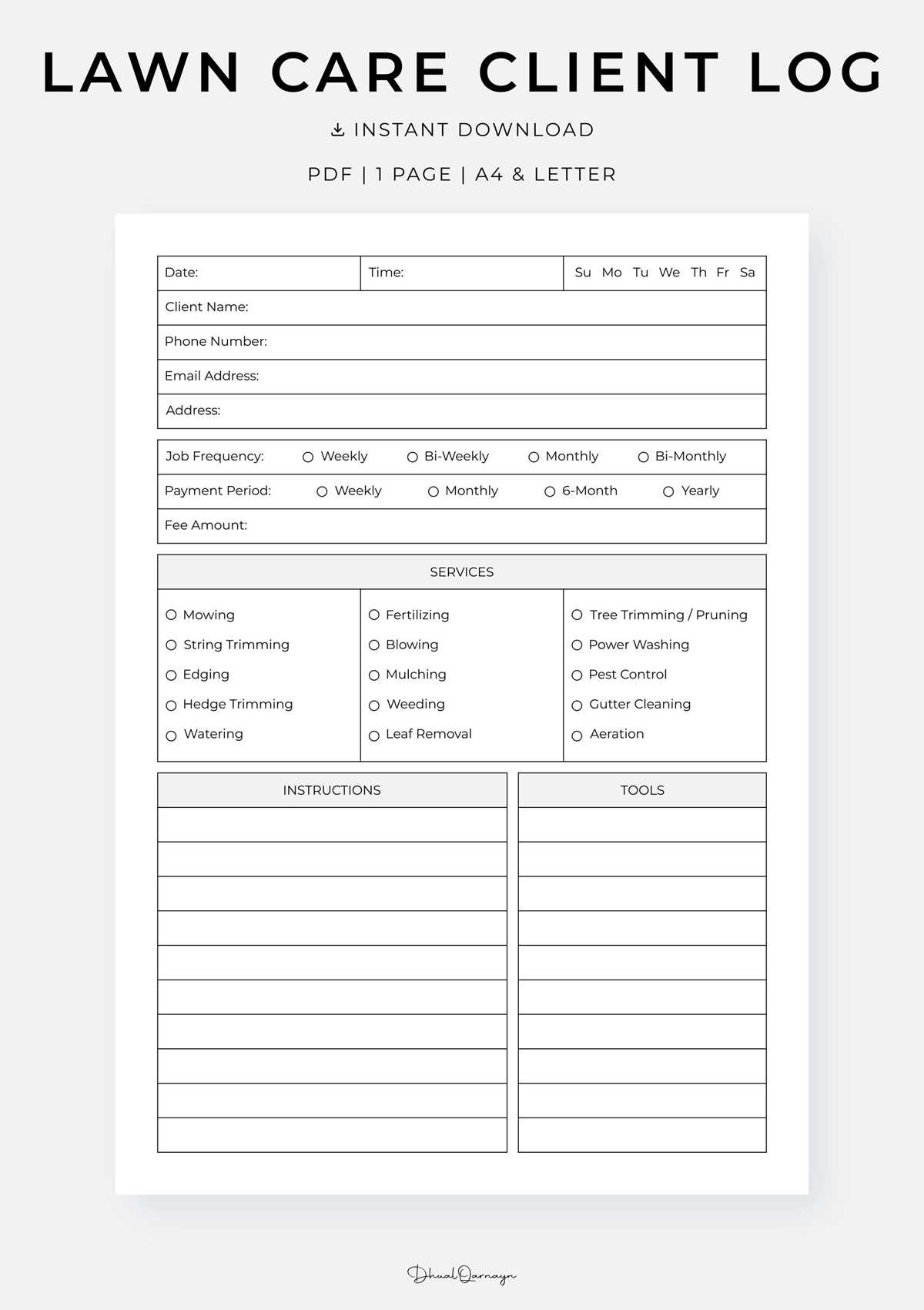 printable free lawn care templates
