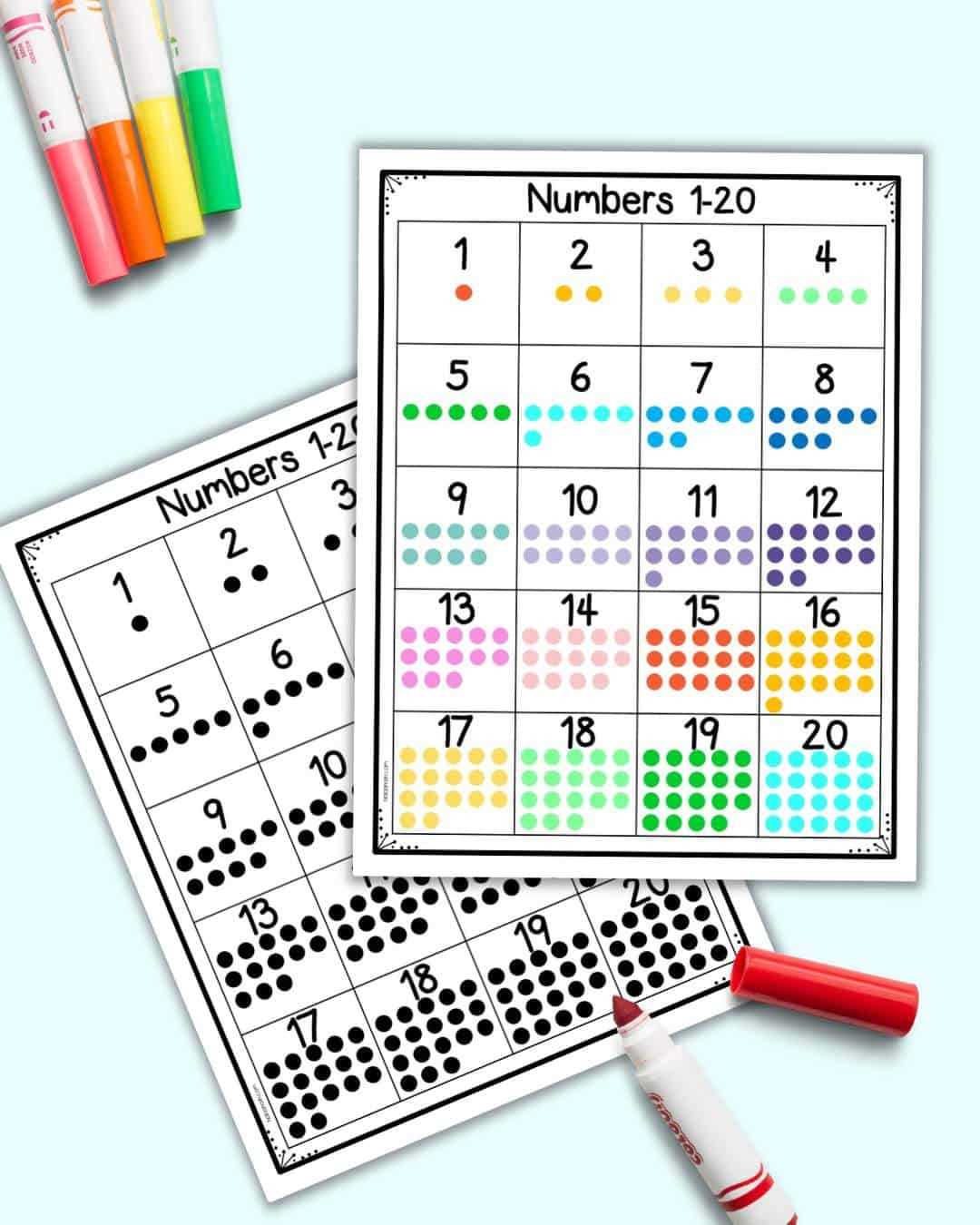 number chart 1 20 printable