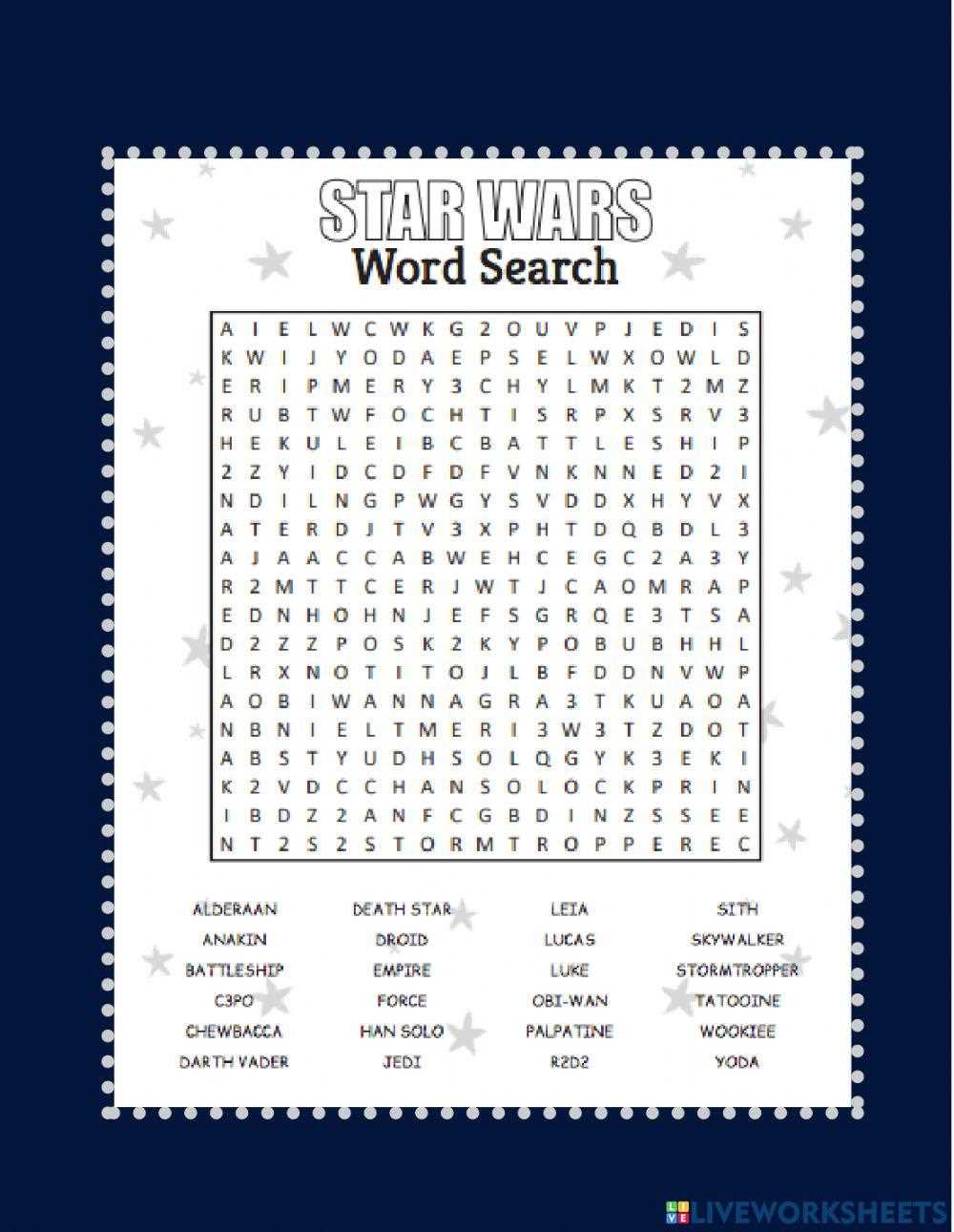 star wars word search printable
