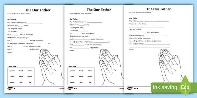 the our father prayer printable