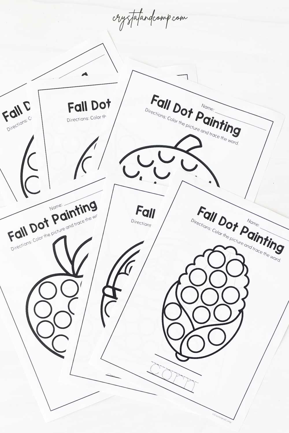 fall dot painting printables