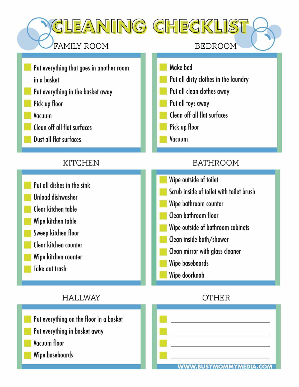 free cleaning chart printables
