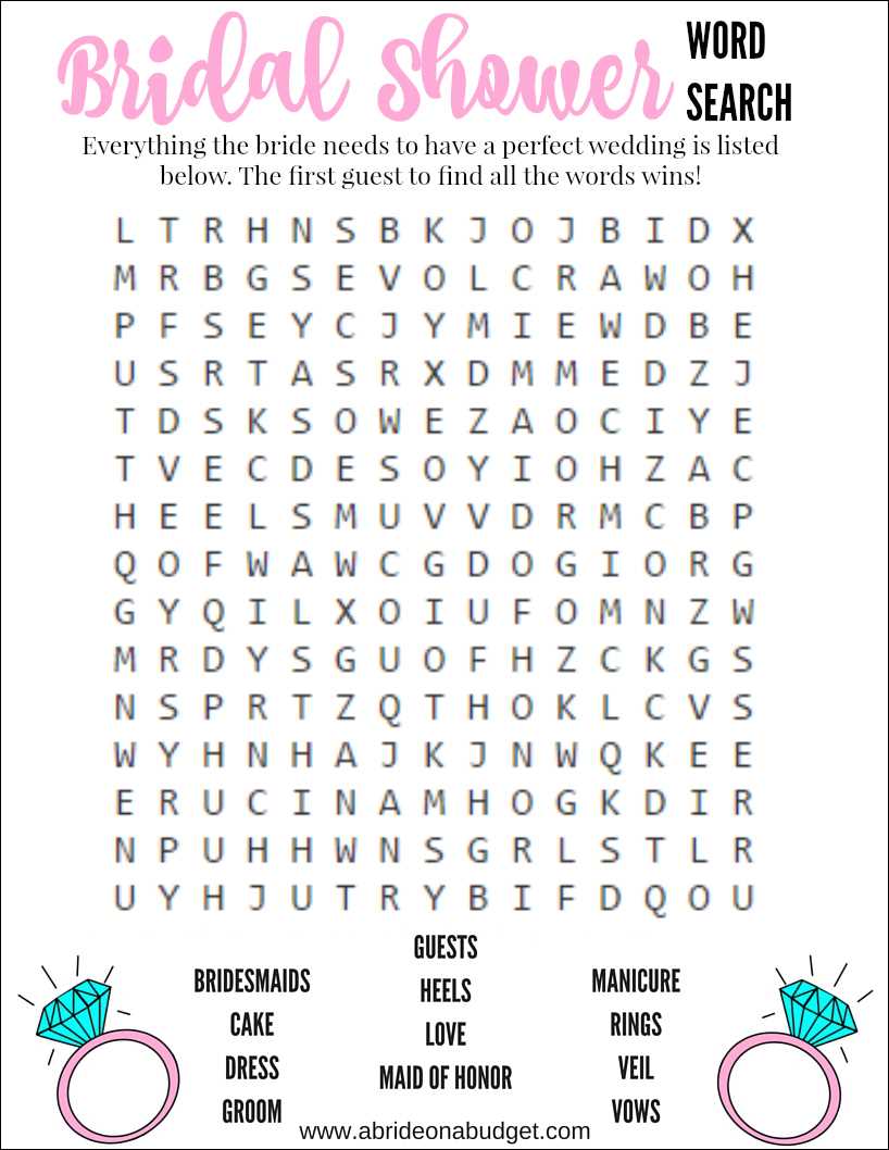 printable wedding games