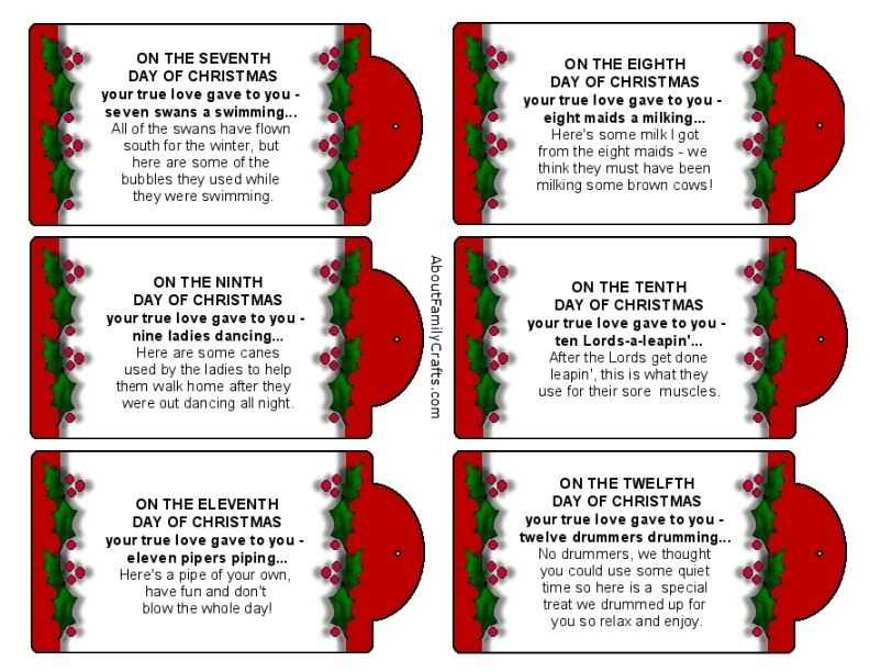 funny 12 days of christmas lyrics for adults printable