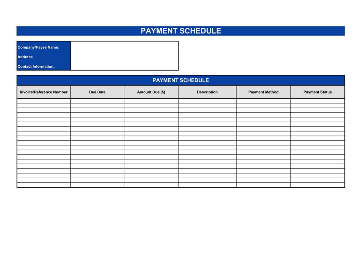 printable payment plan template