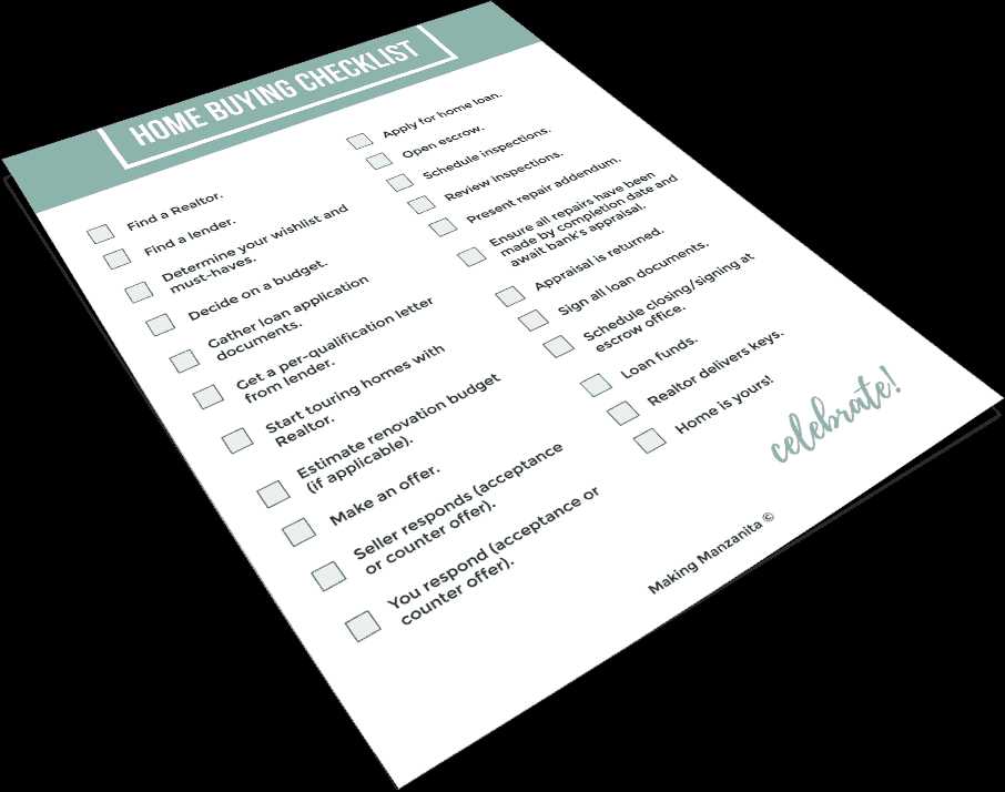printable first time home buyer checklist