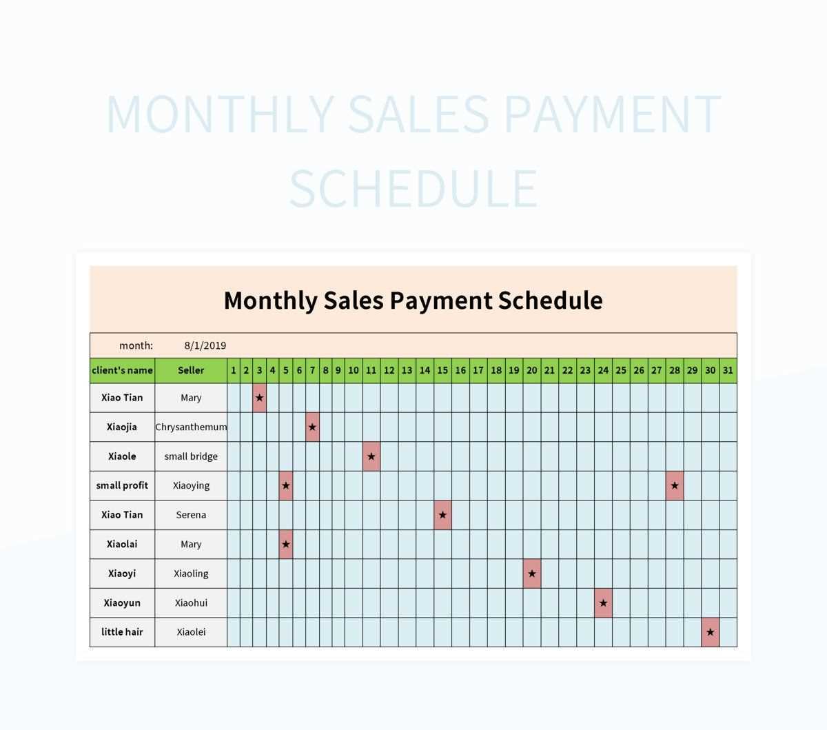 printable payment schedule template