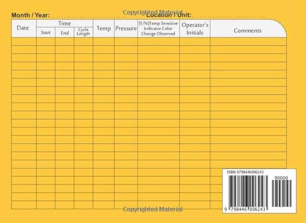 printable autoclave log sheet templates