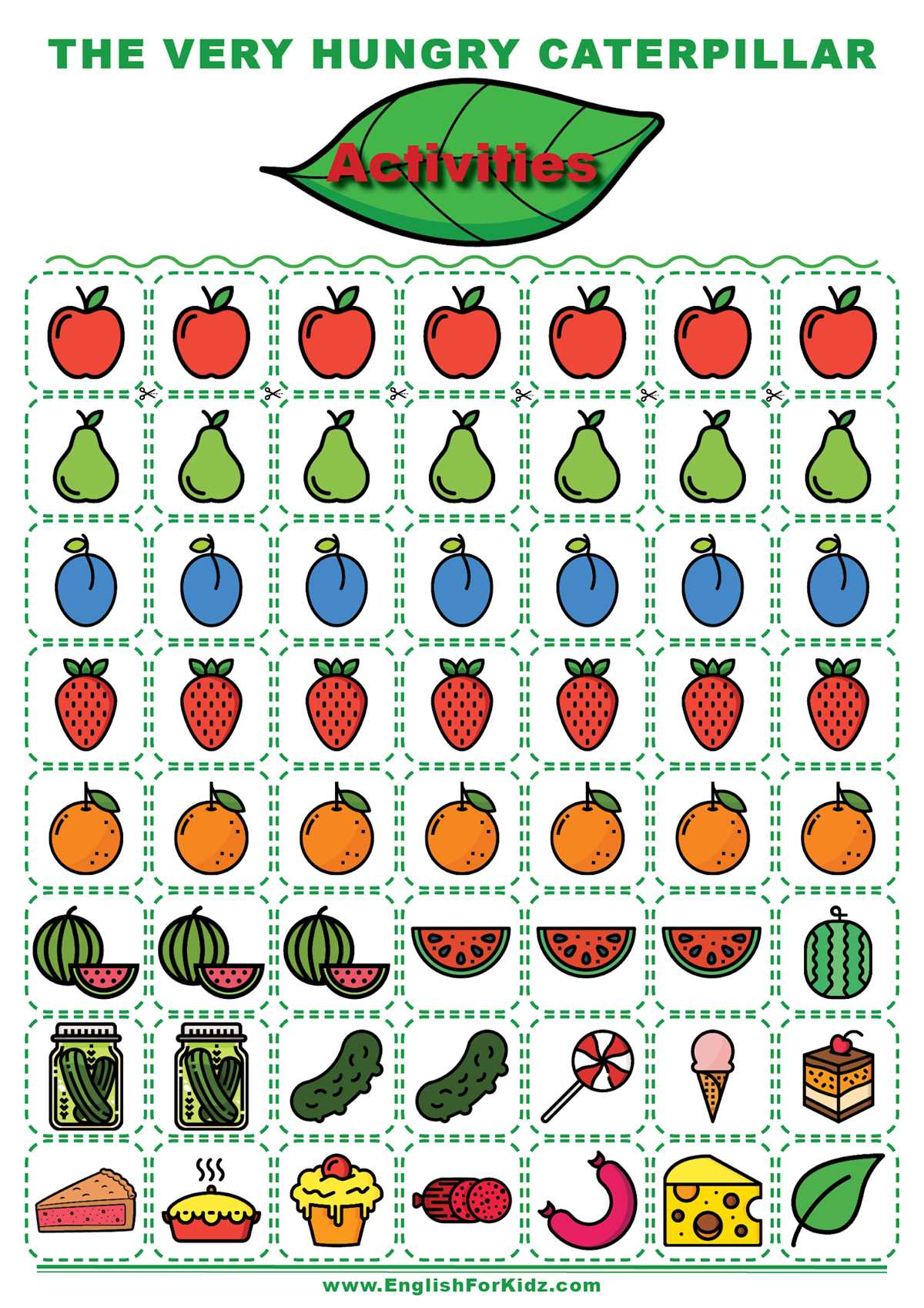 the hungry caterpillar food printables