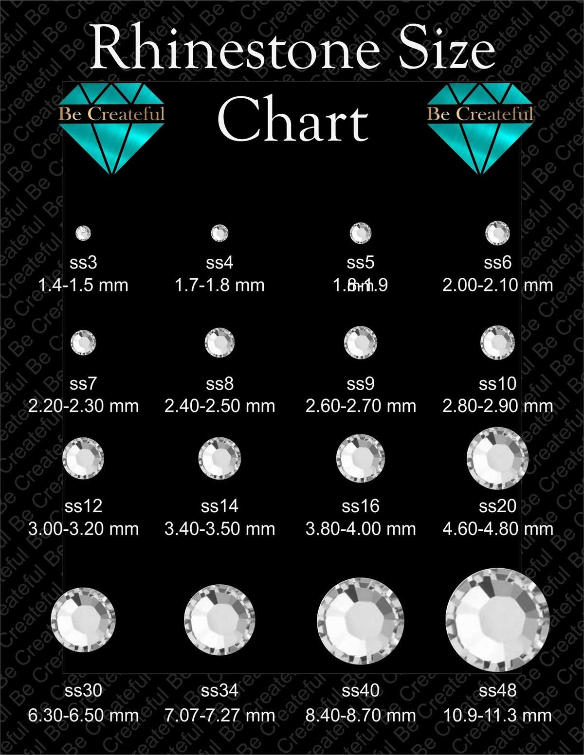 printable rhinestone size chart