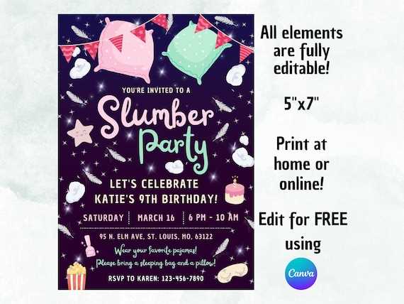 free printable slumber party invitations