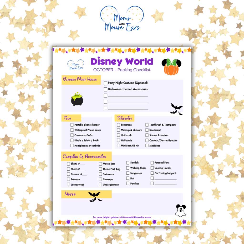 disney packing list printable