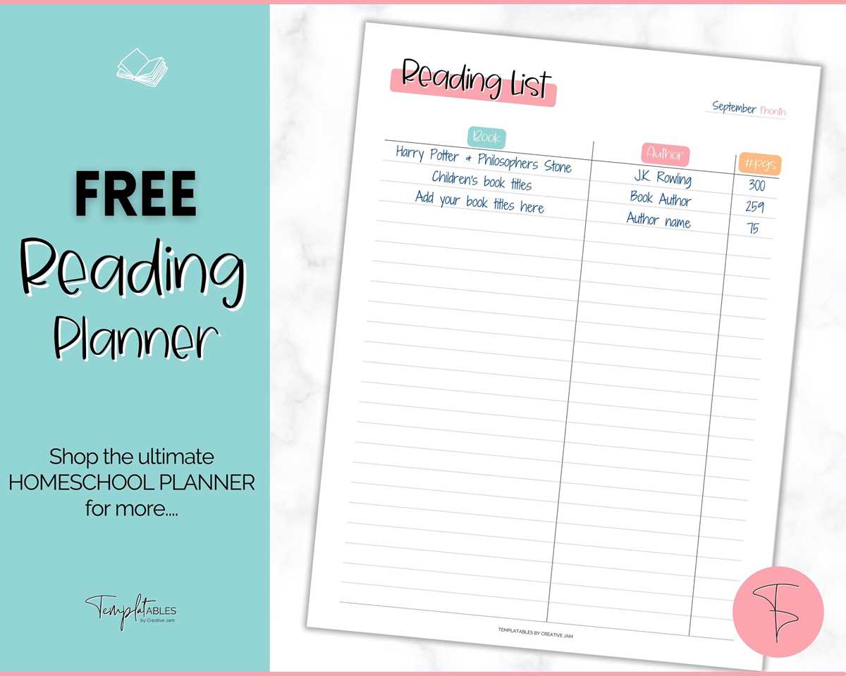 reading list printable