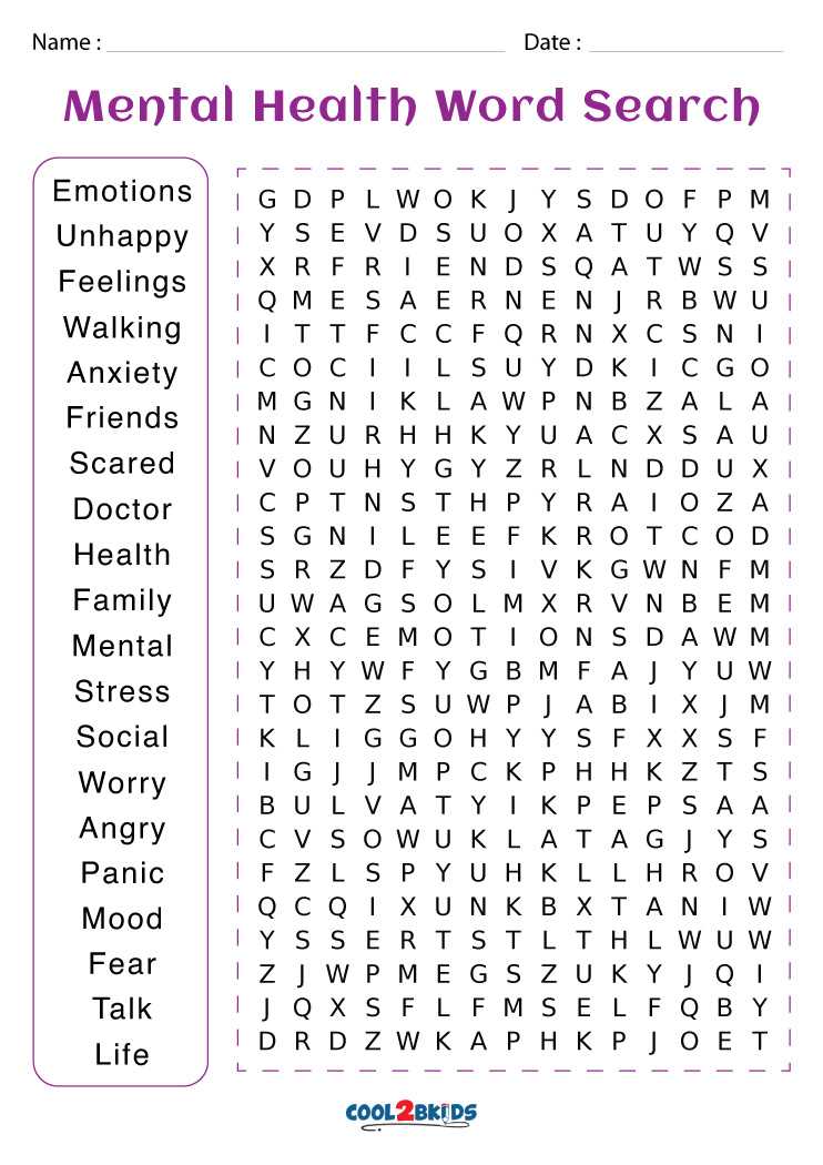 recovery word search printable