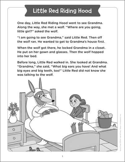 red riding hood printable story