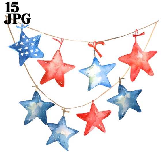 red white and blue stars printable