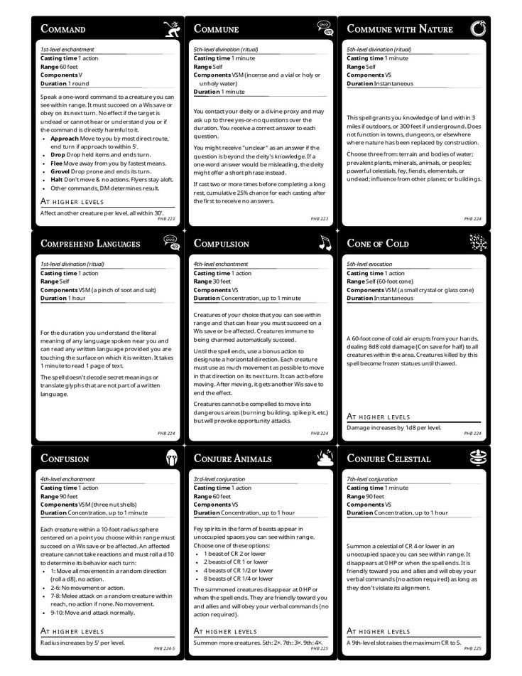 printable 5e spell cards