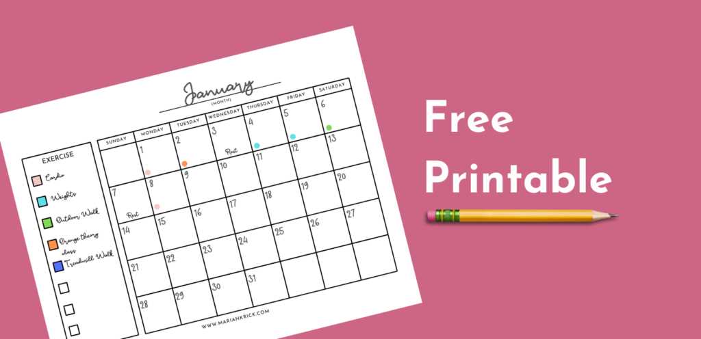 free printable exercise tracker