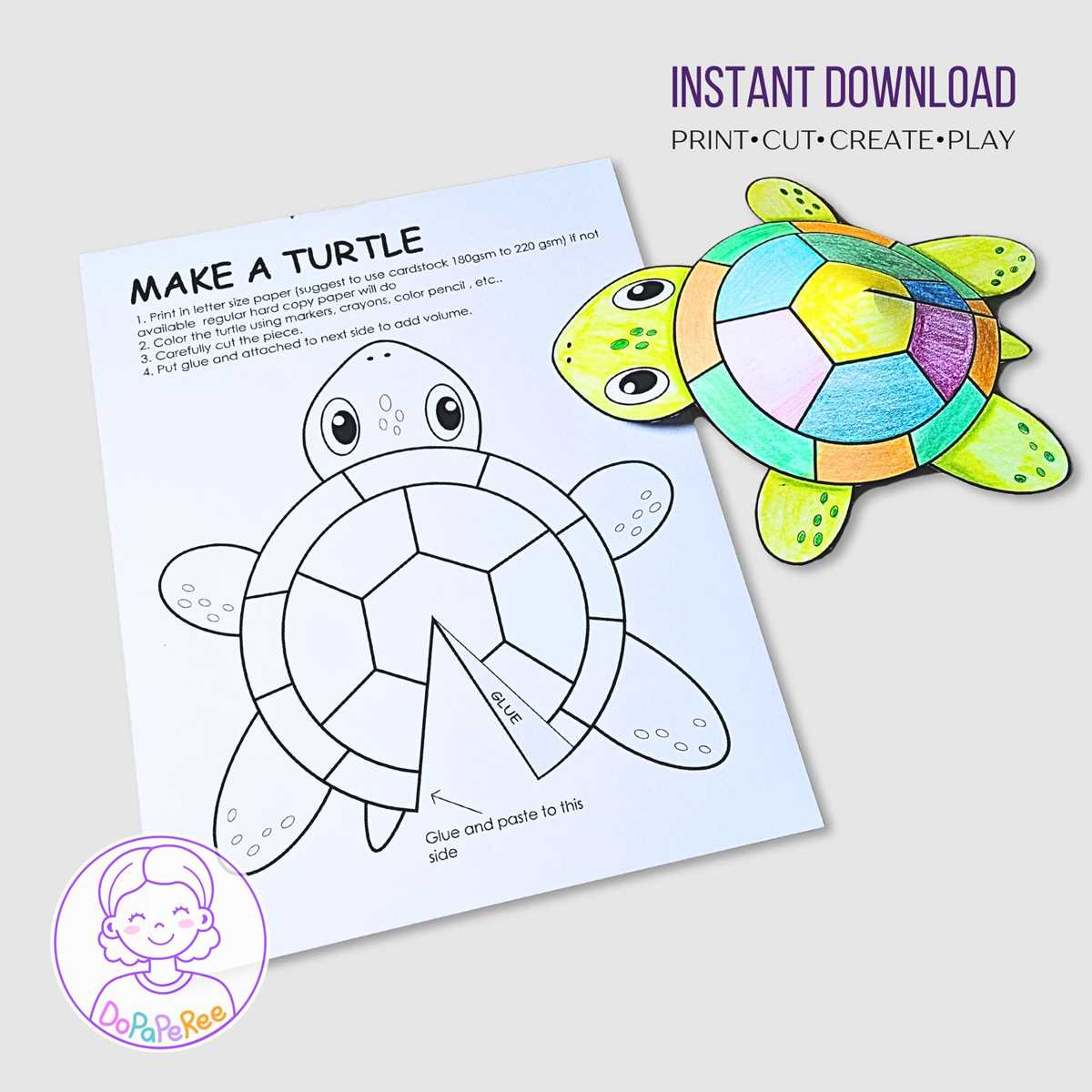 printable paper turtle craft