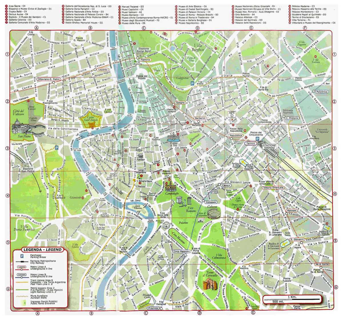 rome city map printable