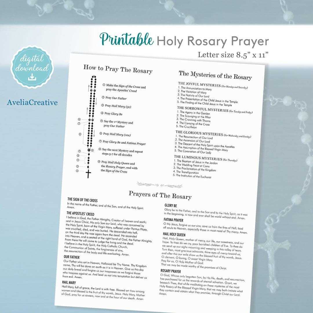 rosary prayer card printable