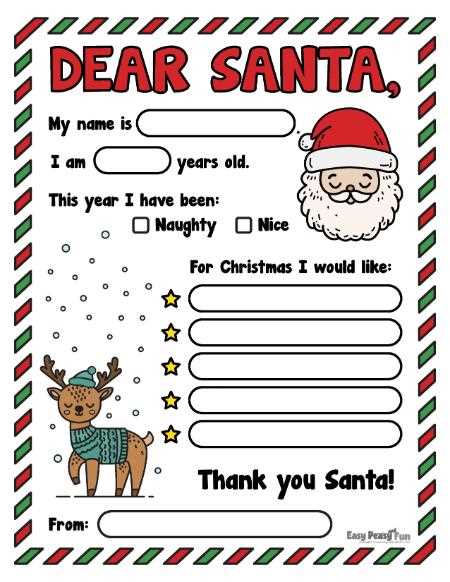 free santa list printable