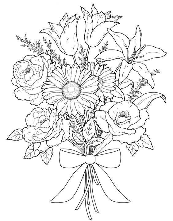 flower coloring pages for adults printable