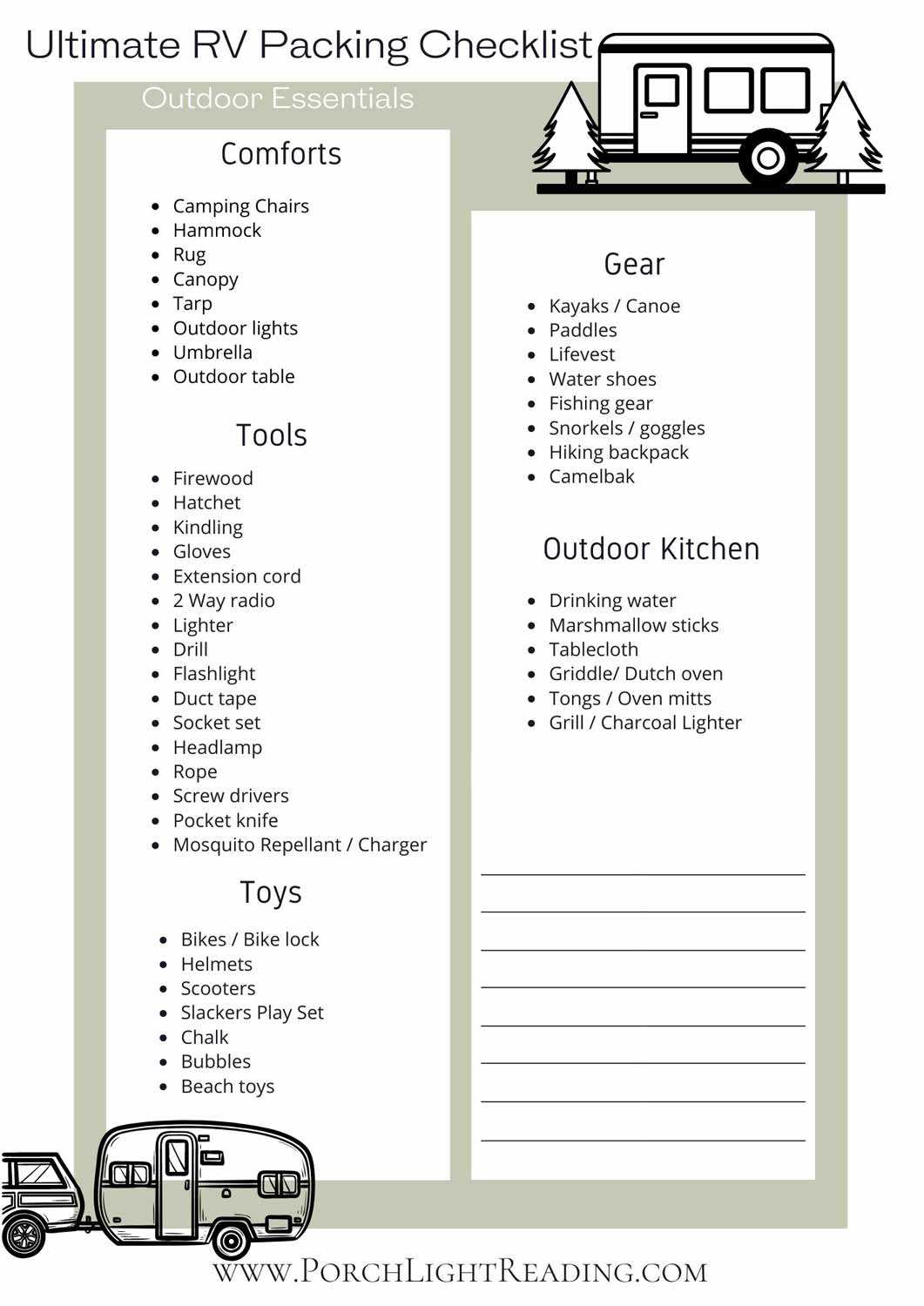 rv checklist printable