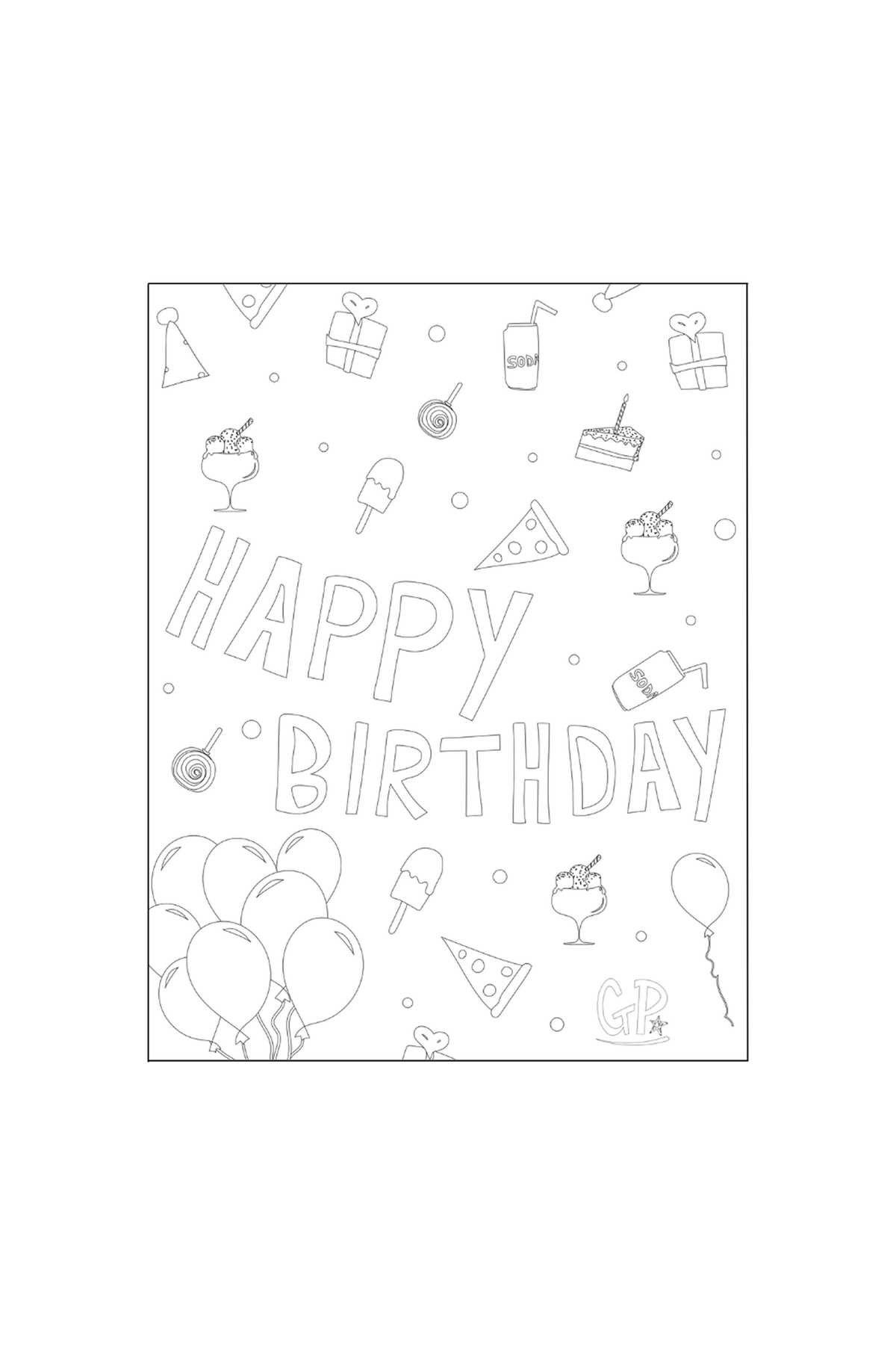 happy birthday cards printable to color