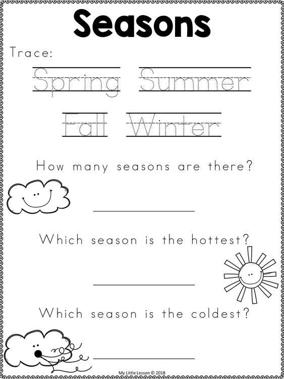 seasons printables for kindergarten