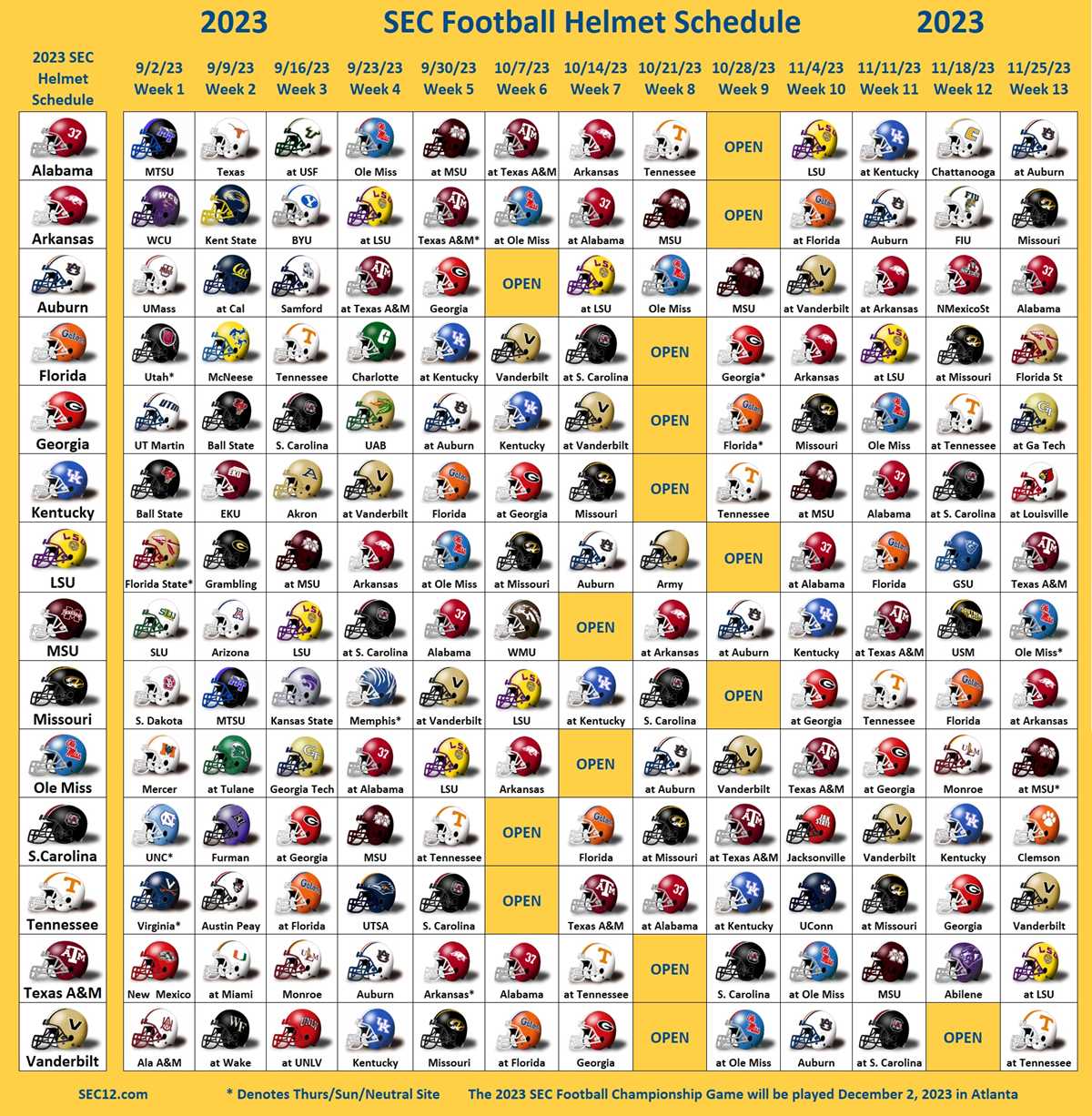 sec football schedule printable