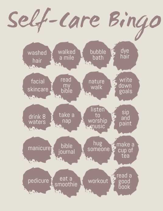 self care bingo printable